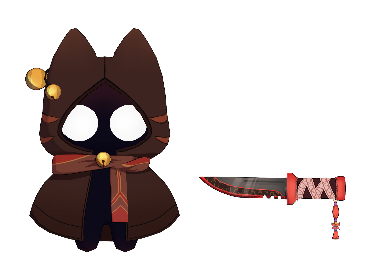 plushie and knife